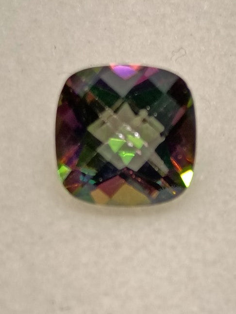 Actual mystic topaz 8mm checkerboard cut gemstone